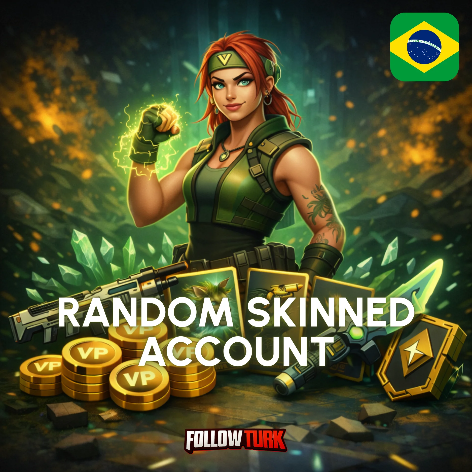 BR - Akun Skinned Random Brazil Valorant - Akses Penuh - FollowTurk